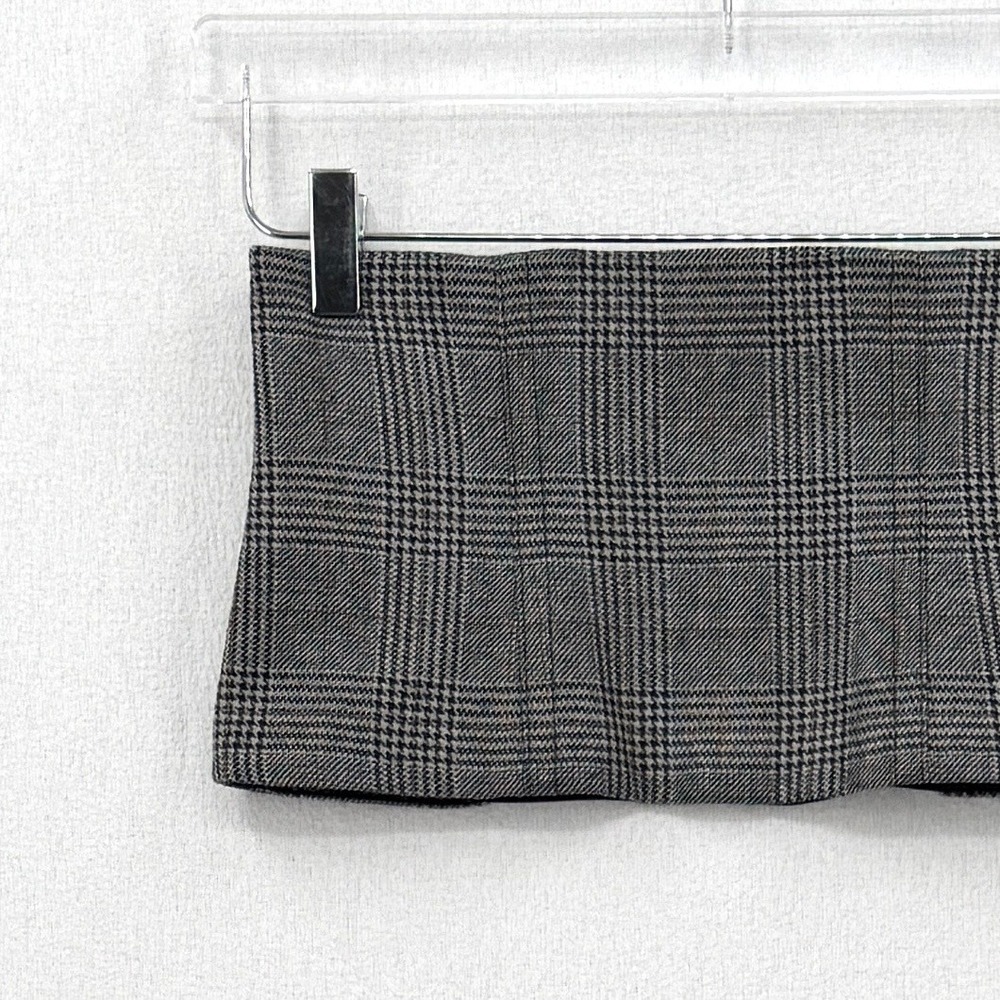 TIBI Glen Plaid Wool Corset Belt Womens 4 Gray Black Sheer Zipper Accessory - Picture 7 of 14